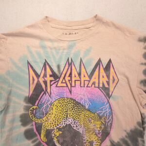 Def Leppard Band Graphic Short Sleeve Crew Neck Shirt Womens Size S Tie Dye